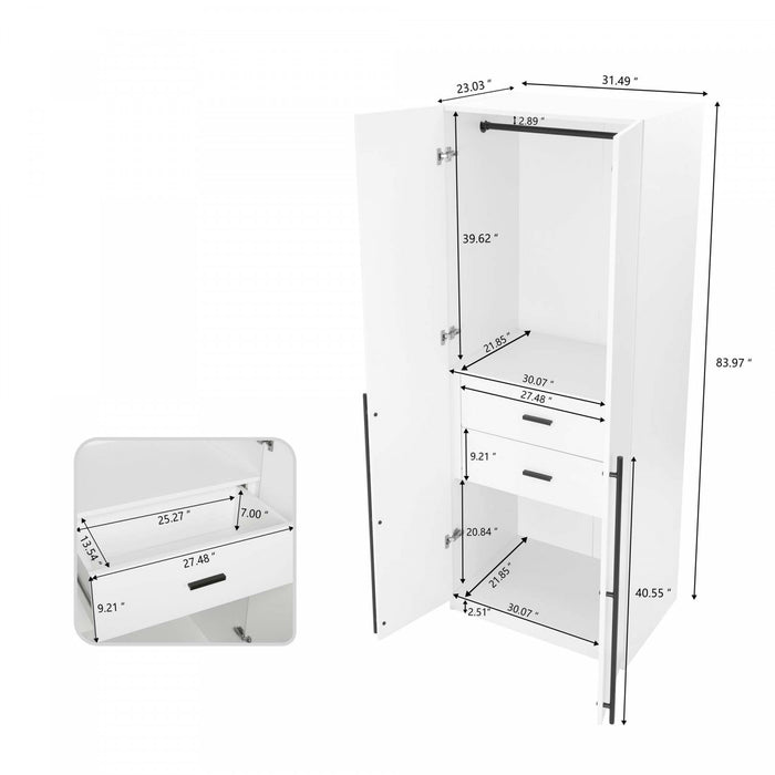 Lee Modern 32\" Wardrobe Closet in White Armoire