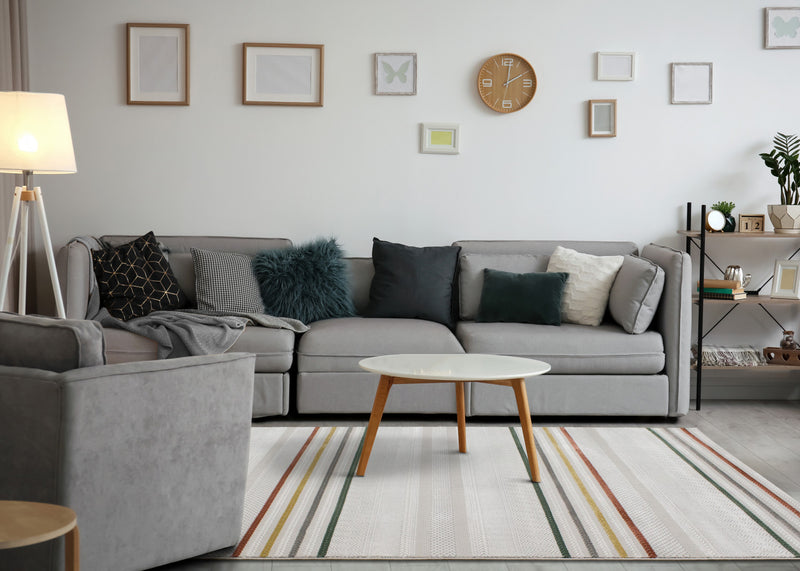 London Multi-Coloured Striped Area Rug - 5'3\" x 7'7\"