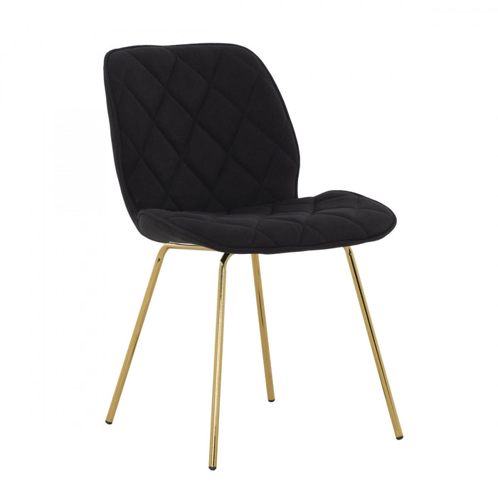 Brynlee Black Tufted Accent Chair with Gold Legs (Set of 2)