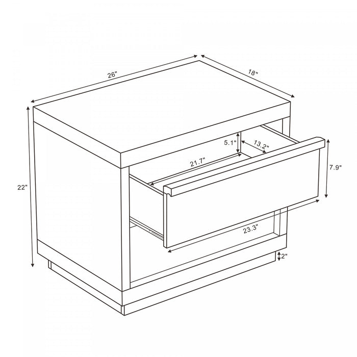 Navis Contemporary 26\" Nightstand in Whitewashed Oak (2-Drawer)