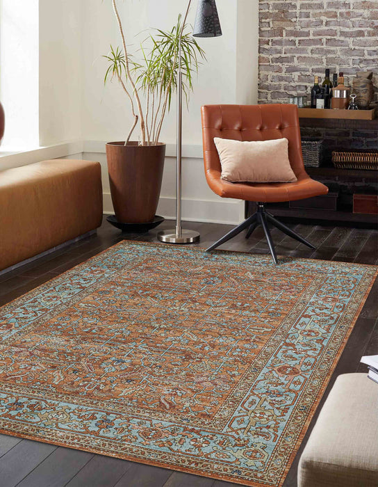 Hailey Traditional 7'10\" x 10'6\" Area Rug in Orange Indoor Area Rug