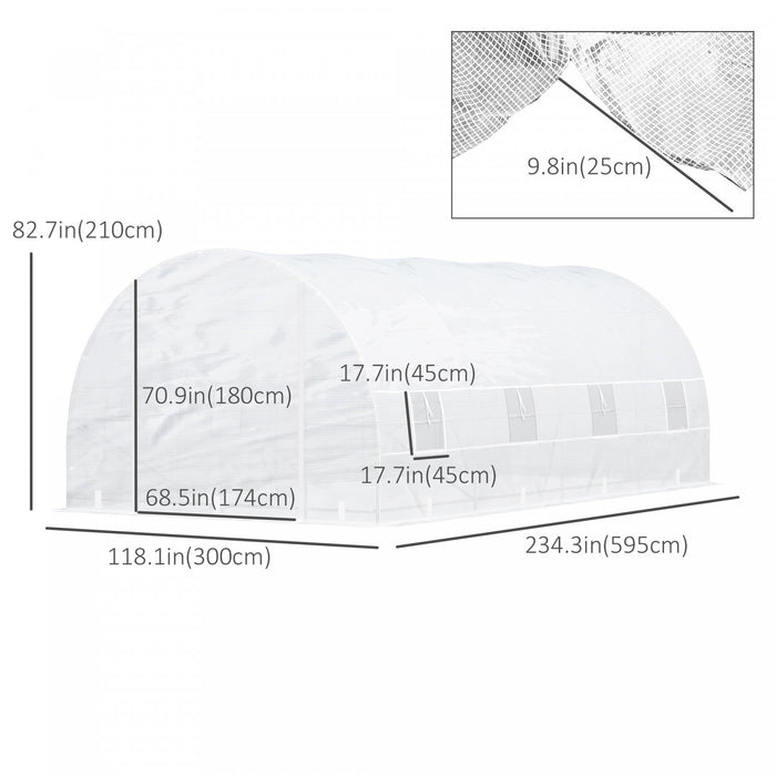 Outsunny 20x10x7ft Heavy Duty Tunnel Walk-in Greenhouse Outdoor Backyard Seed Plant Vegetables Grow Warm House White