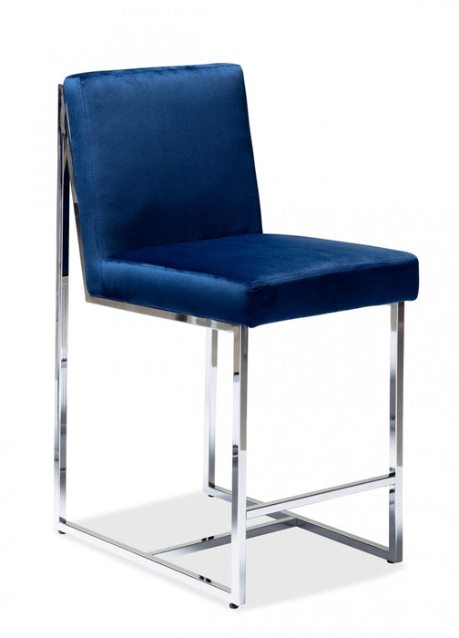 Luxembourg Counter Height Chair, Blue & Chrome (set of 2) 