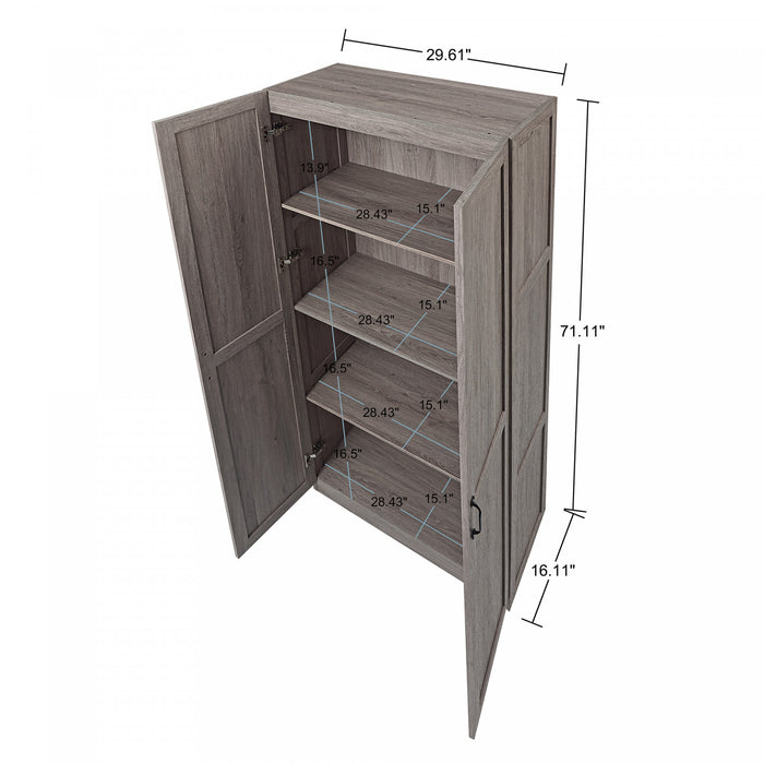 Cornelia Modern 30\" Storage Cabinet in Gray (4-Shelf) - Set of 2 Bookcase