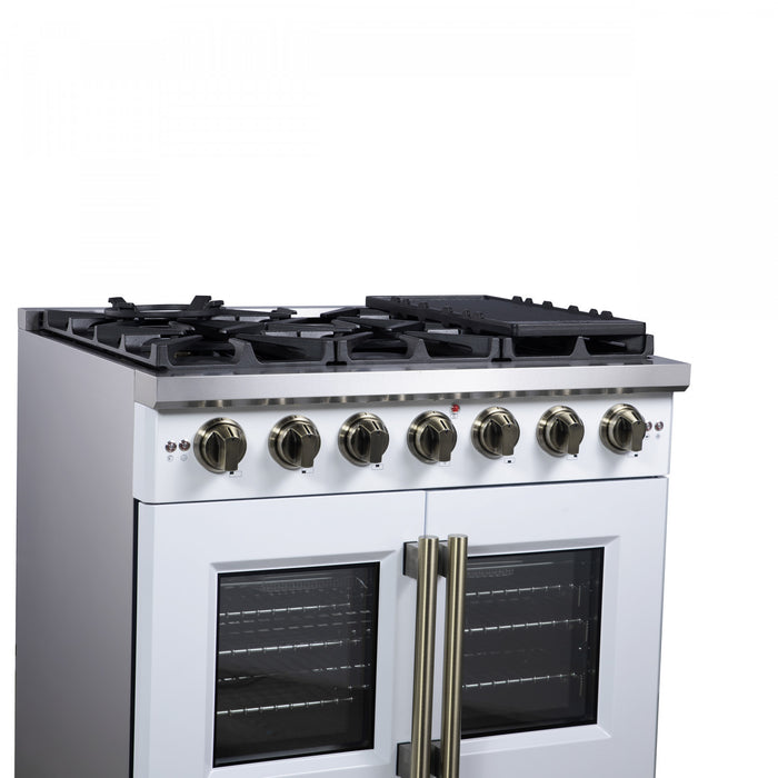 Forno Capriasca 36\" White Gas Range 5.36 cu.ft -FFSGS6460-36WHT