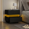 HOMCOM Modern Nightstand with Charging Station and LED Light for Bedroom