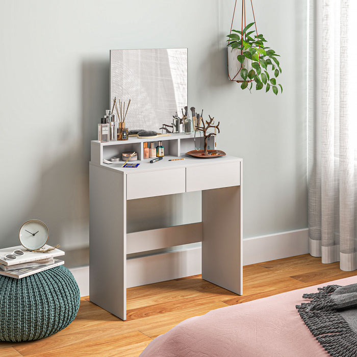 HOMCOM Makeup Vanity Desk with Mirror, Drawers, White