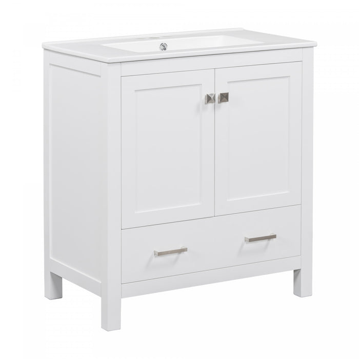 Solstice 60 Inch Single Sink Bathroom Vanity with Soft-Close Doors and Drawer, White