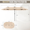 Costway 15.5 FT Extra-Large Patio Umbrella with LED Solar Lights & 12 Heavy-Duty Ribs Beige