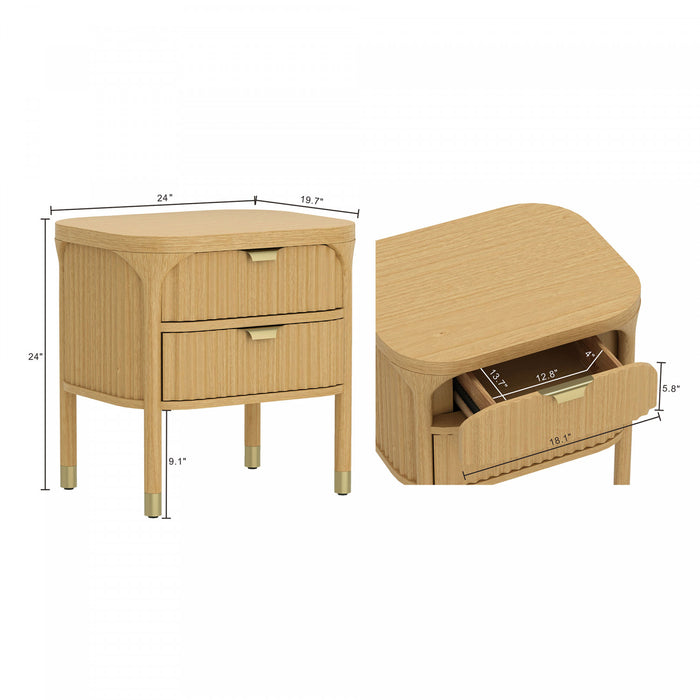Park Contemporary 24\" Nightstand in Natural (2-Drawer)