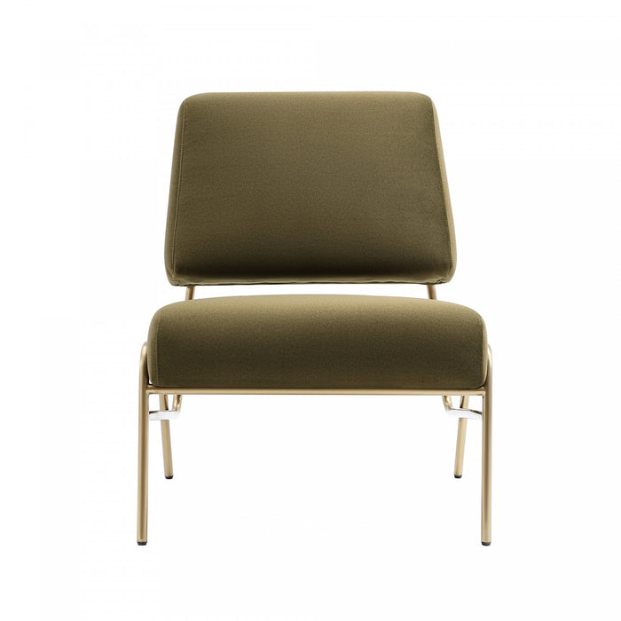 Serenity Contemporary Modern Metal Upholstered Lounge Chair in Forest Green