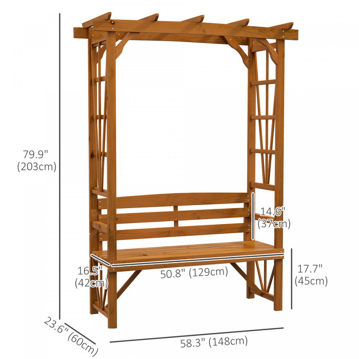 Outsunny Wooden Bench For 2 People For Vines/climbing Plant, Brown