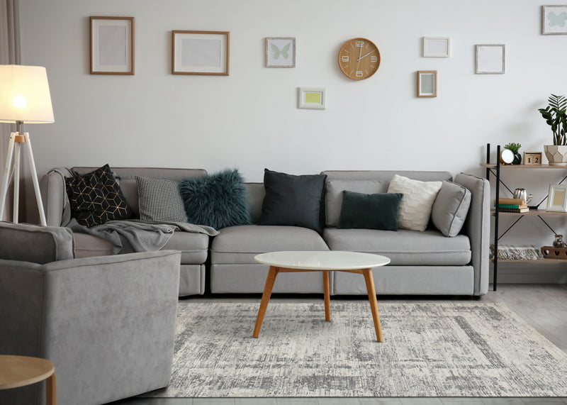 Kylie Grey Faded Borders Rug, 5'1\" x 7'7\" Indoor Area Rug