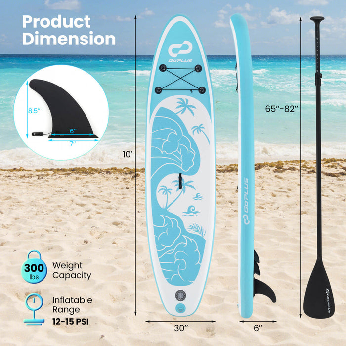 Goplus Small Inflatable Sup Board, Portable Paddle Board With 5d Rings Stand Up Paddle Board For Youth & Adult Turquoise