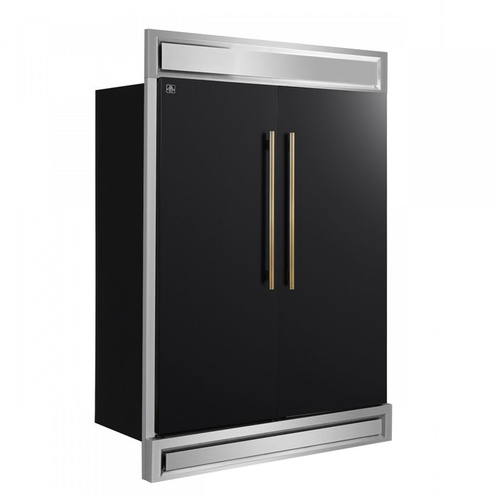 Forno Maderno 60 Inch Convertible Refrigerator/Freezer in Black, Trim Kit, 27.2 cu.ft. - FFFFD1722-60MG-BLK