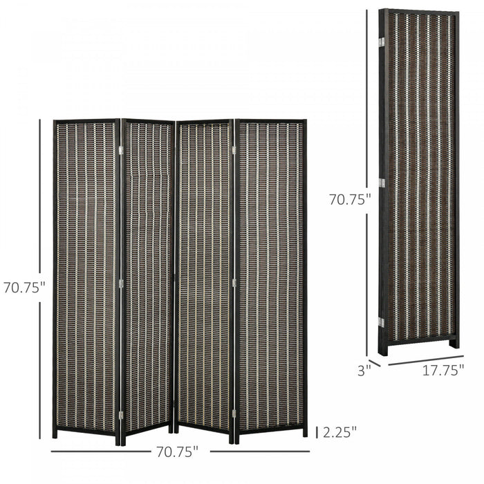 Homcom 4-panel Bamboo Room Divider Privacy Screen 6ft