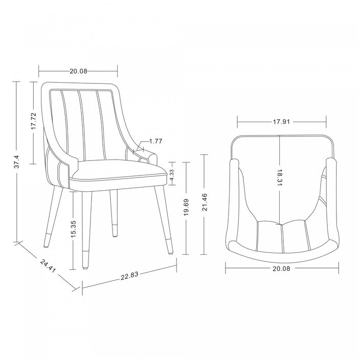 Eda Modern Wood Upholstered Dining Chair in Light Gray - Set of 2