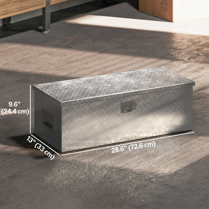 HOMCOM 30 Inch Truck Bed Tool Box, Heavy Duty Aluminum Trailer Tongue Box