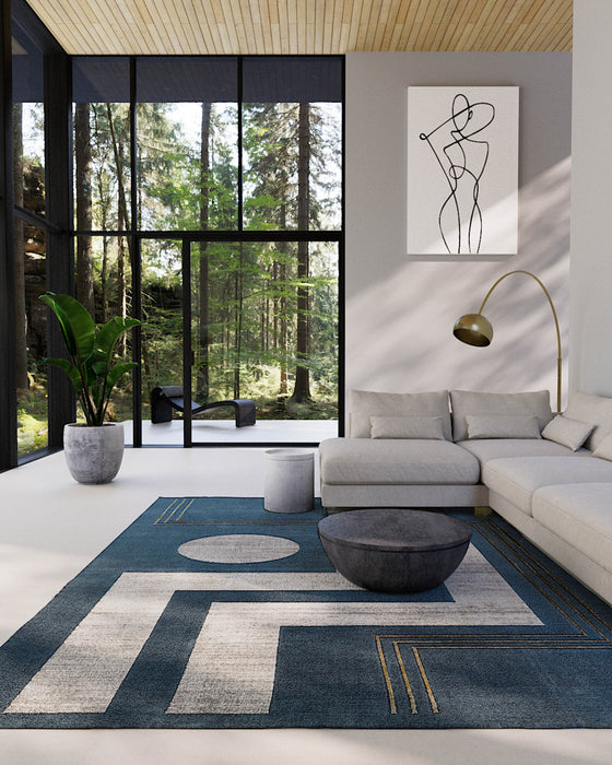 Erisa Contemporary 7'9\" x 9'10\" Area Rug in Blue Indoor Area Rug