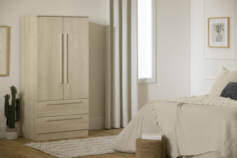 Acapella Wardrobe Armoire With Doors And Drawers - Bleached Oak 