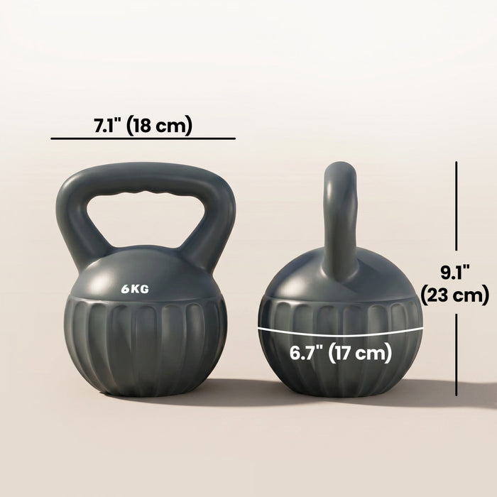 Soozier Kettlebell, 13 lbs Kettle Bell with Non-Slip Handle for Home Gym, Weight Lifting and Strength Training, Grey