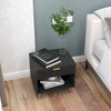HOMCOM Nightstand with Drawer and Open Compartment for Bedroom, Black