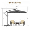 Costway 10 Ft Patio Solar LED 40 Lights Offset Umbrella Crank Cross Base Gray