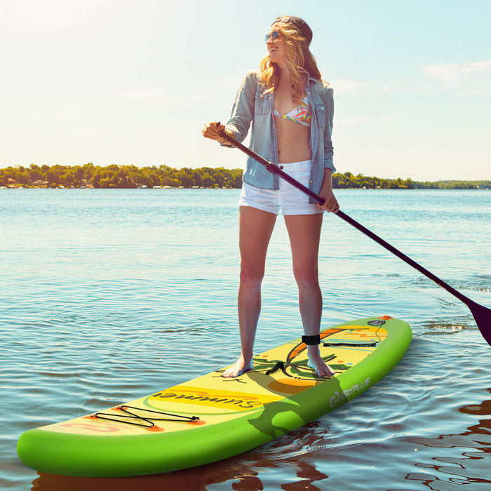 Goplus Large Inflatable Sup Board, Portable Paddle Board With 5d Rings Stand Up Paddle Board For Youth & Adult Green
