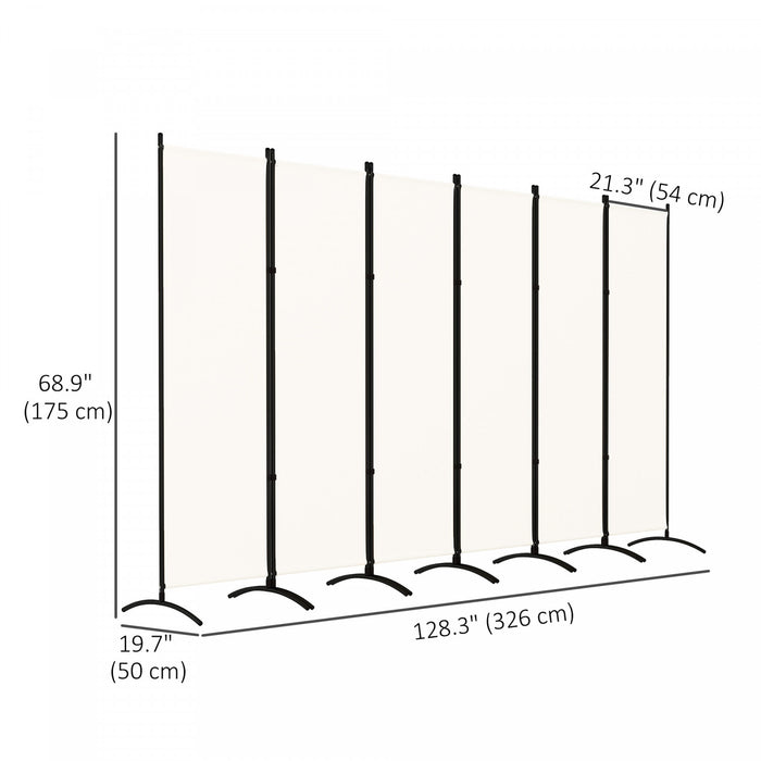 Outsunny 6 Panel Folding Privacy Screen, Uv30+ Room Divider, Beige