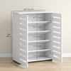 HOMCOM Slim Shoe Cabinet with 2 Slatted Doors for 15 Pairs of Shoes White