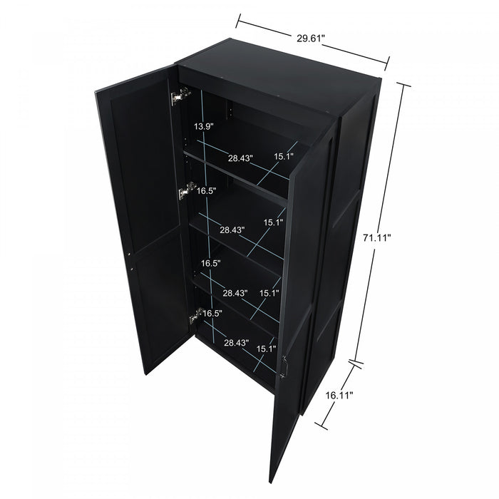 Cornelia Modern 30\" Storage Cabinet in Black (4-Shelf) - Set of 2 Bookcase