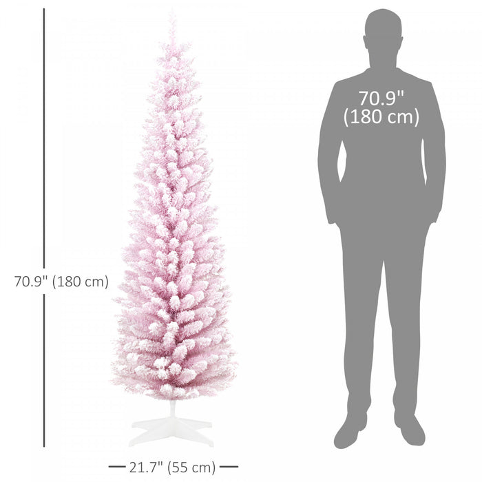 Homcom Pencil Artificial Christmas Tree With Snow-flocked Branches