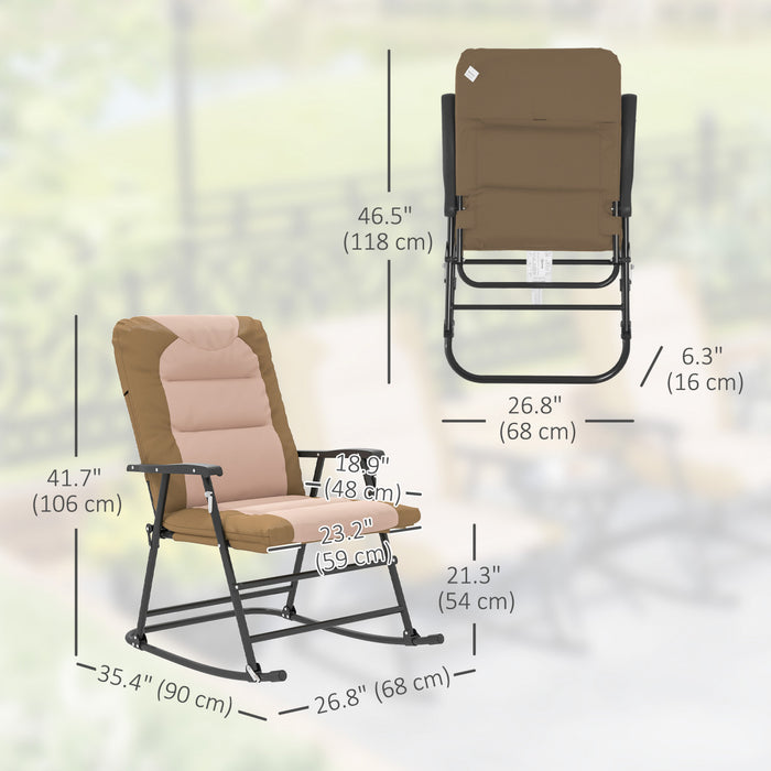 Outsunny 2pc Patio Foldable Rocking Chair Set, Light Brown