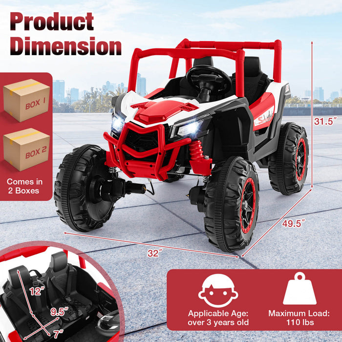 Costway 24v Kids Ride On Utv With 4 X 100w Powerful Engine Remote Control High/low Speed Red