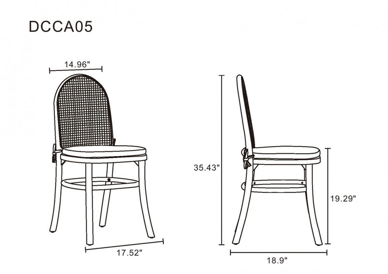 Paragon Industry Chic Cane Back Wood Upholstered Dining Chair in Oatmeal - Set of 4