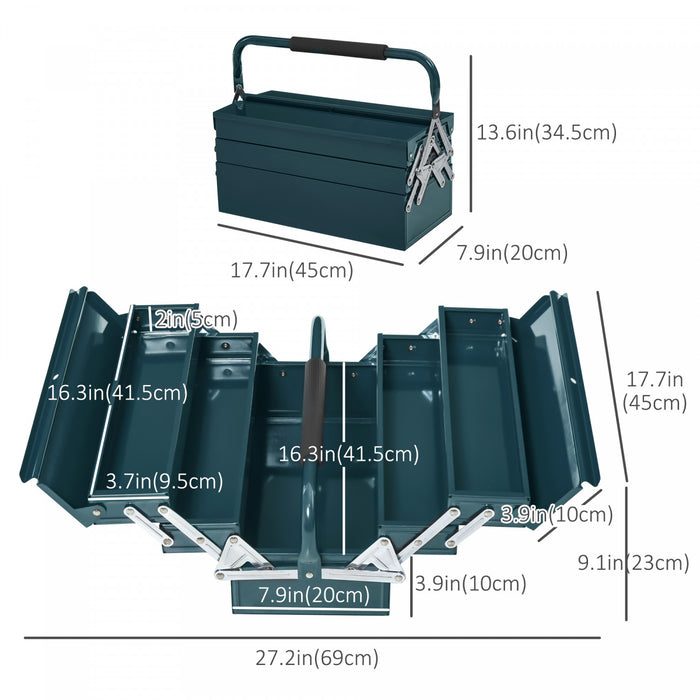 Durhand Portable 5-tray Metal Tool Box
