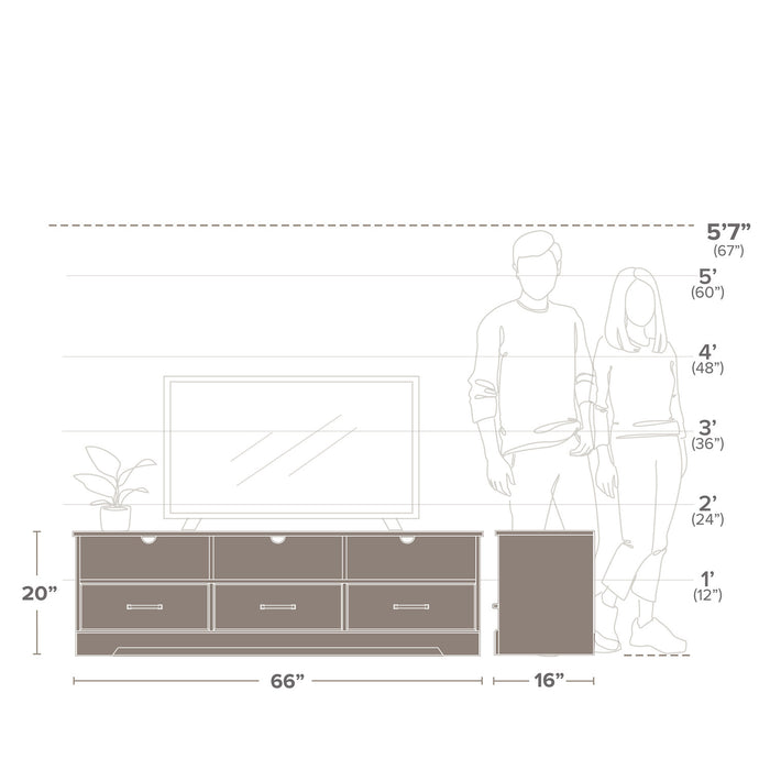 Prepac Rustic Ridge 66\" TV Stand - Washed White