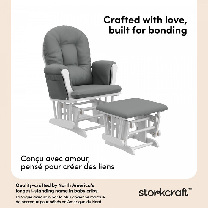 Storkcraft Hoop Glider and Ottoman - White/Gray