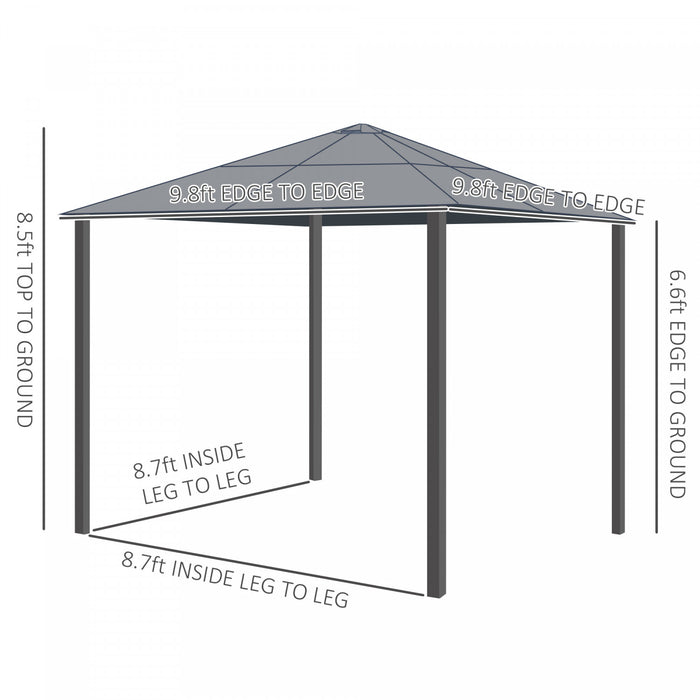 Outsunny 10' X 10' Hardtop Gazebo, Patio Gazebo Heavy Duty Sun Shade Shelter With Curtains, Aluminum Frame, Pc Board Roof