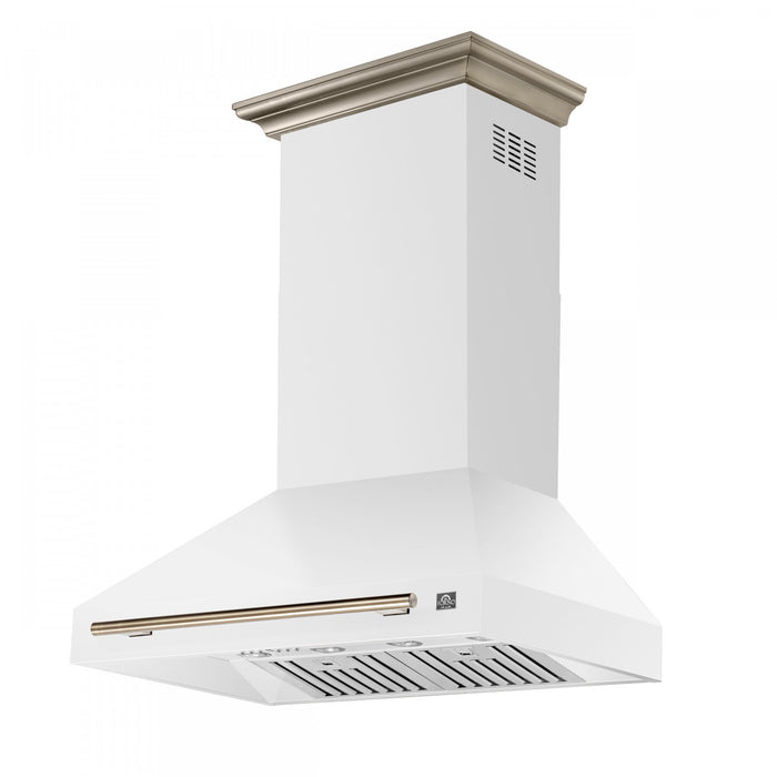 Forno Aria 36 Inch Wall-Mounted White Range Hood-FRHWM5095-36WHT