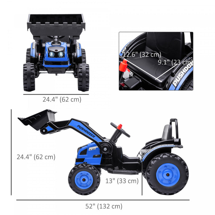 Aosom Kids Digger Powered Ride-On Excavator 6v Battery Powered Construction Tractor Music Headlight Moving Forward Backward Gear For 3-5 Years Old Blue