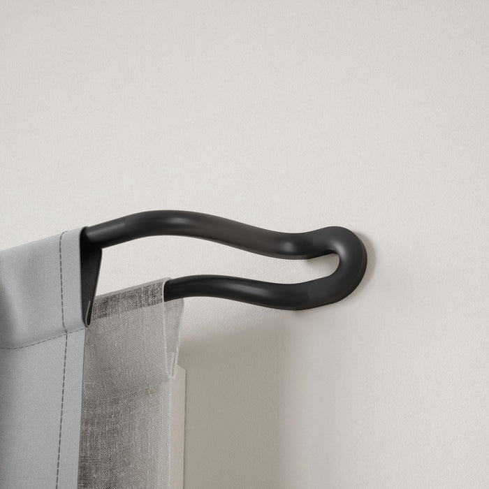 Umbra Midnight Matte Black Expandable Double Blackout 3/4\" Curtain Rod - 42\"-120\" 
