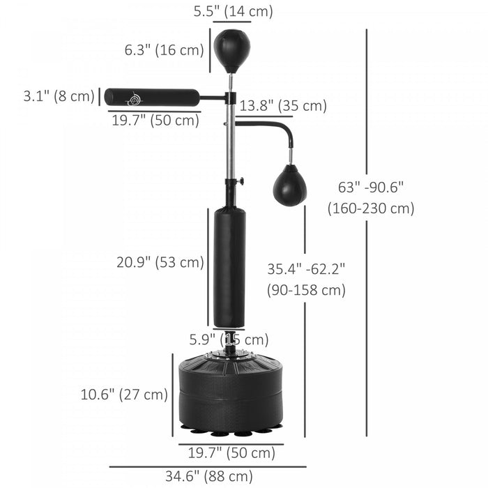 Soozier Standing Punching Bag With 2 Speed Balls, 360° Reflex Bar, Black