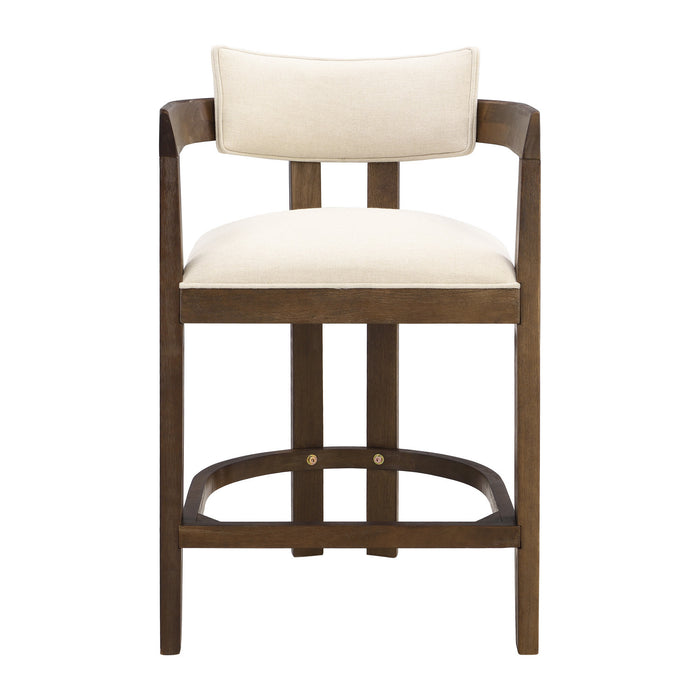 Lucas 26\" Rubberwood Counter Height Bar Stool with Upholstered Seating Set of 2,Walnut Dining Chair