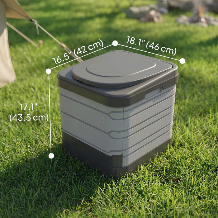 Outsunny Portable Toilet for Adults, Foldable Porta Potty Camping Toilet with 12 Coagulant Packets and 12 Disposal Bags for Camping, Travel, RV, Grey