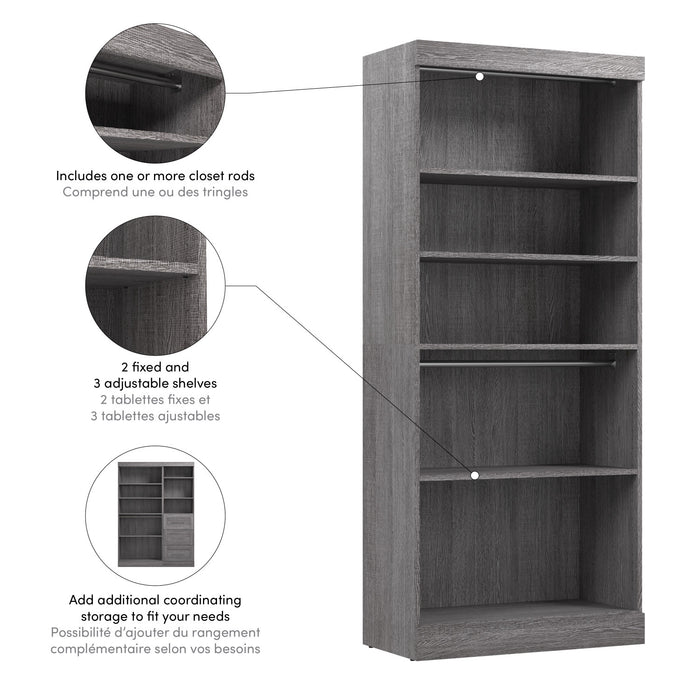 Bestar Pur 36 W Closet Organizer - Bark Grey