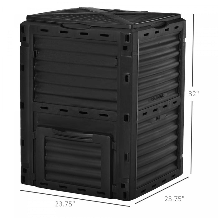 Outsunny Garden Compost Bin Large Outdoor Compost Container 80 Gallon Fast Creation Of Fertile Soil Aerating Compost Box, Easy Assembly, Black