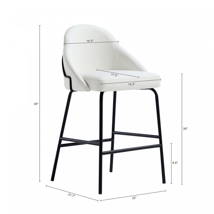 Gracie Modern Metal Upholstered Counter Stool in White and Black - Set of 2