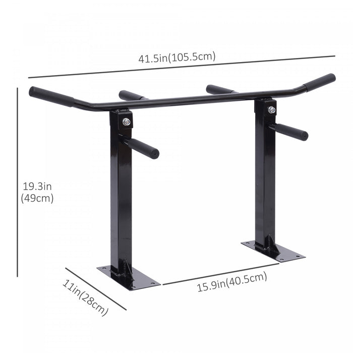 Soozier Ceiling Mounted Pull Up Bar Wall Mount Chin Up Bar Upper Body Strength Training Station Home Gym Black