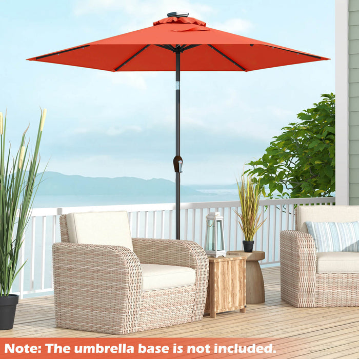 Costway 9FT Patio Solar Umbrella LED Steel Tilt W/ Crank Orange